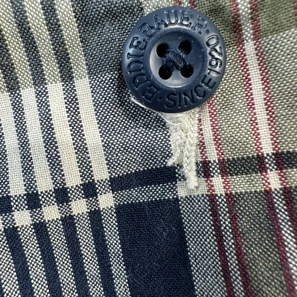 Eddie Bauer Mens Navy Green Cranberry Plaid Pleated Front‎ Shorts Size 35 Cotton - Picture 4 of 6